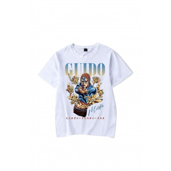 Kırmızı Etiket Gala Anime Jojo Tuhaf Macera Altın Rüzgar Guido T-shirt Mod48 16753