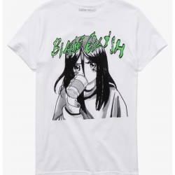 Kırmızı Etiket Gala Billie Eilish Anime Portrait With Cup Girls T-shirt 05172