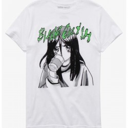 Kırmızı Etiket Gala Billie Eilish Anime Portrait With Cup Girls Unisex Beyaz Tshirt 23 06422