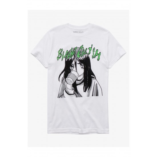 Kırmızı Etiket Gala Billie Eilish Anime Portrait With Cup Girls Unisex Beyaz Tshirt 23 06422