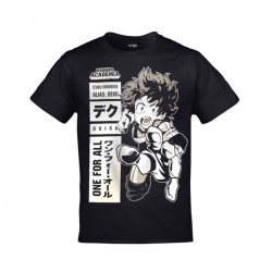 Mavi Etiket My Hero Academia Izuku Midoriya Deku Anime Baskılı Unisex SiyahADR-TM-