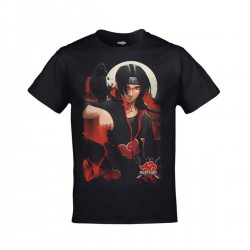 Mavi Etiket Naruto Akatsuki Itachi Uchiha Baskılı Unisex SiyahADR-TM-874