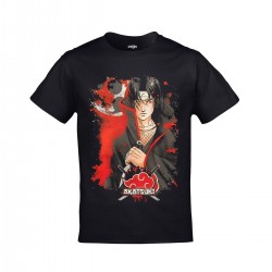 Mavi Etiket Naruto Itachi Sasuke Uchiha Akatsuki Baskılı Unisex SiyahADR-TM-938