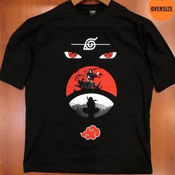 Mavi Etiket Naruto Itachi Uchiha Sasuke Baskılı Oversize SiyahADR-TM-OS5002