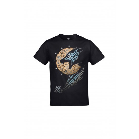 Mavi Etiket Ragnarok Moon Vikings Baskılı Unisex SiyahADR-TM-916