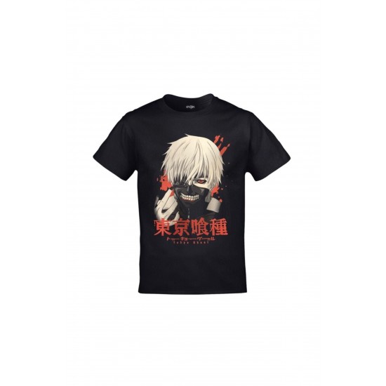 Mavi Etiket Tokyo Ghoul Anime Baskılı Unisex SiyahADR-TM-839