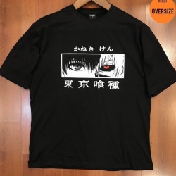 Mavi Etiket Tokyo Ghoul Kaneki Ken Gözler Baskılı Oversize SiyahADR-TM-OS872