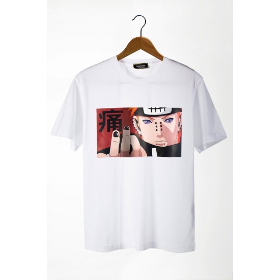 Mavi Etiket Unisex Beyaz Önü Anime Baskılı Oversize T-shirt TYC00489963033