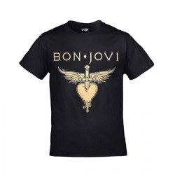 Mavi Etiket Unisex Siyah Bon Jovi Logo Heart And Dagger Logo BaskılıADR-TM-146