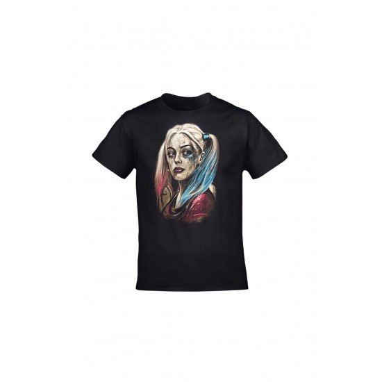 Mavi Etiket Unisex Siyah Harley Quinn BaskılıADR-TM-476