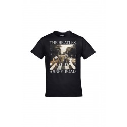 Mavi Etiket Unisex Siyah The Beatles Abbey Road Baskılı Tişört ADR-TM-136