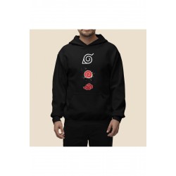 Siyah (3iplik) unisex Naruto Baskılı Sweatshirt hoodie