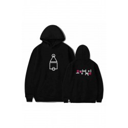 Squıd Game Sembol Kapüşonlu Sweatshırt Unisex Siyah